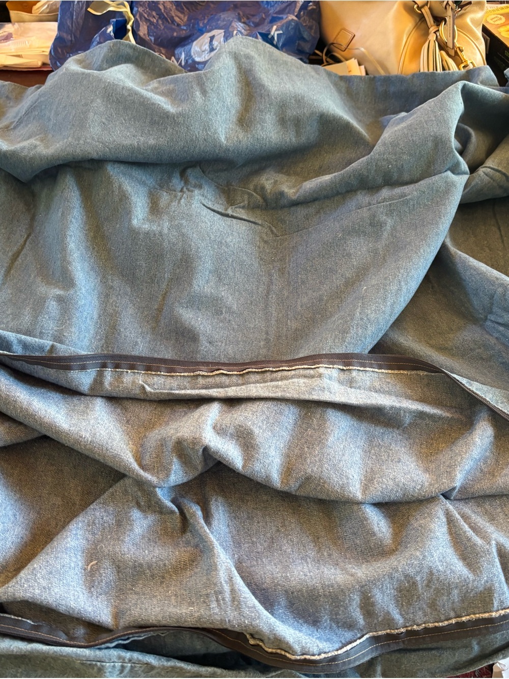 Vintage Eddie Bauer Home Full/Queen Blue Denim Duvet Cover Heavyweight Rustic